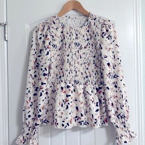SHEIN are sleeve peplum blouse Sz L